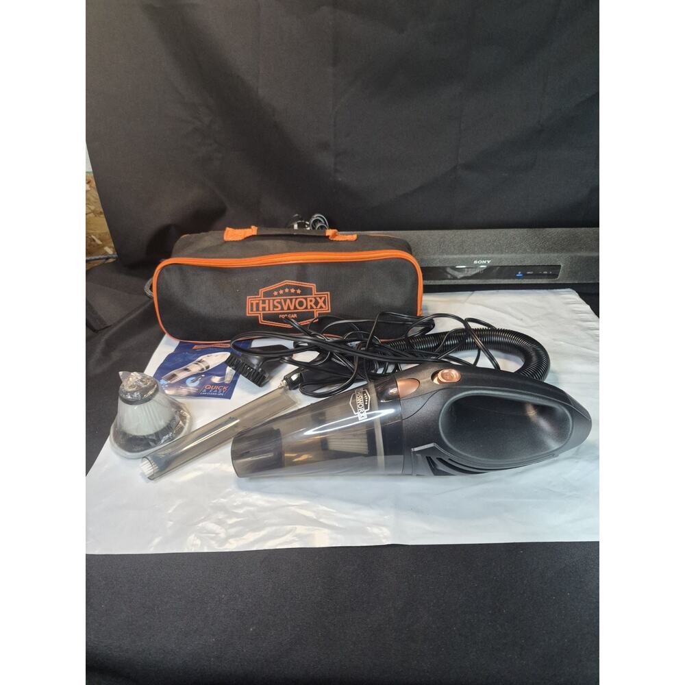 ThisWorx car vacuum cleaner and storage bag, a portable 12V high-power handheld